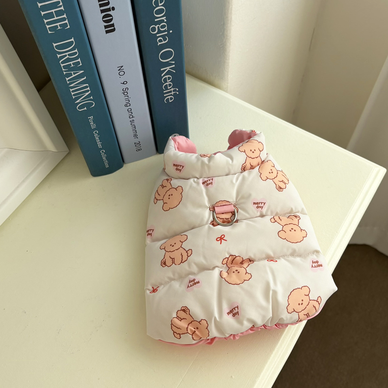 [NEW신상][무료배송] 해피댕댕 리버시블하네스패딩 3종 (화이트,핑크소라) S-2XL 13번째