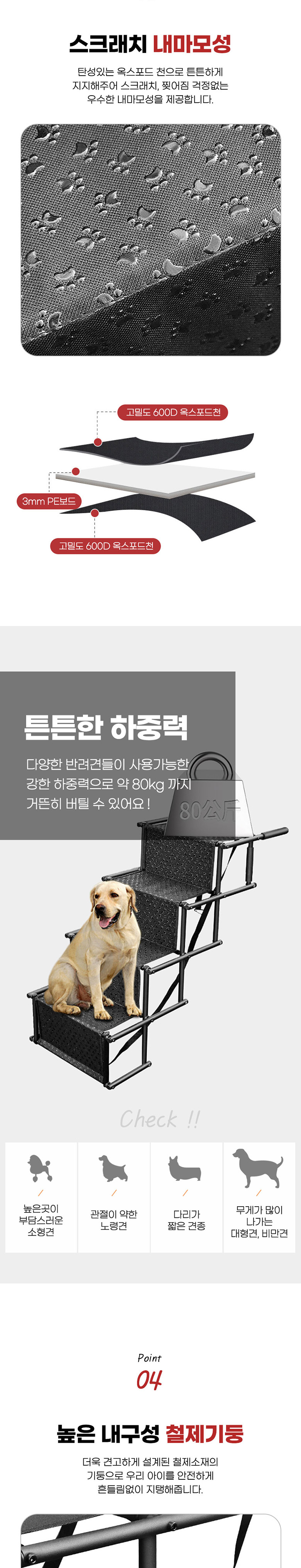 [NEW신상][무료배송] 딩동펫 강아지 도그 발바닥 접이식 4단 계단 4번째