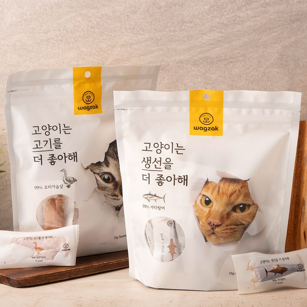 와그작 고양이는 고기&생선을 더 좋아해 닭가슴살/오리가슴살/가다랑어/대구/연어 21p 2번