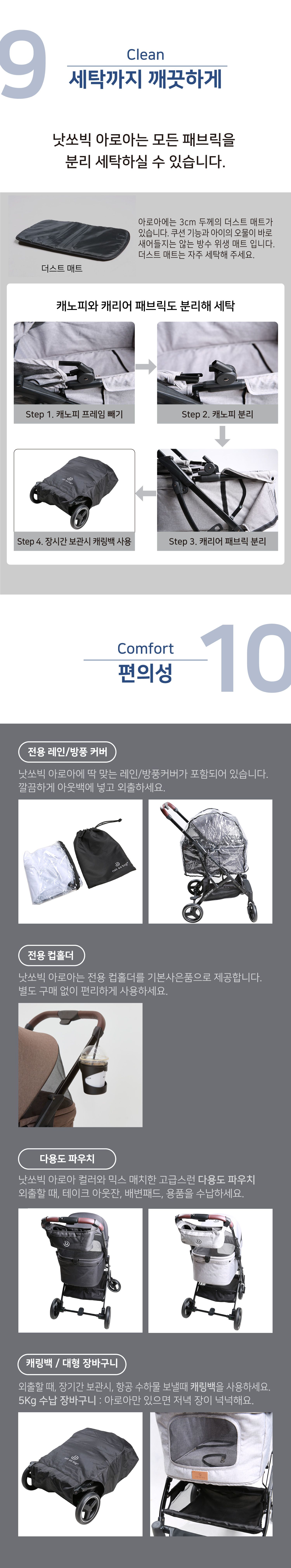 [무료배송] 낫쏘빅 아로아 일체형 퀵폴딩 유모차 럭스 그레이/카카오 브라운/시크 블랙/젠틀 베이지/어반 그린 16번째