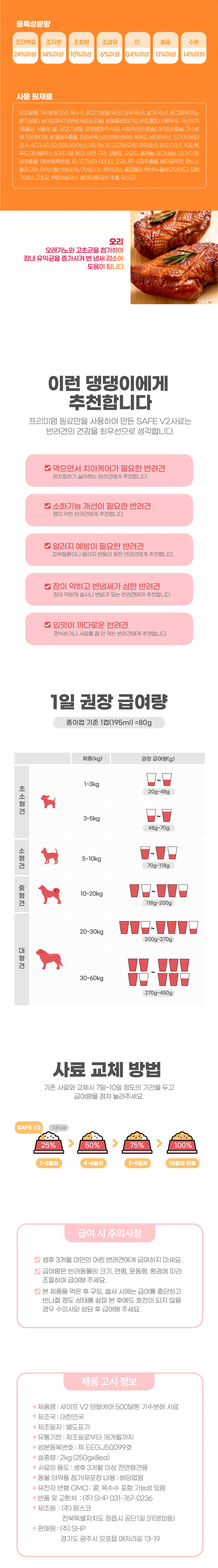 [NEW신상][무료배송] 세이프브이투 독 저알러지 장건강 오리 2kg 5번째