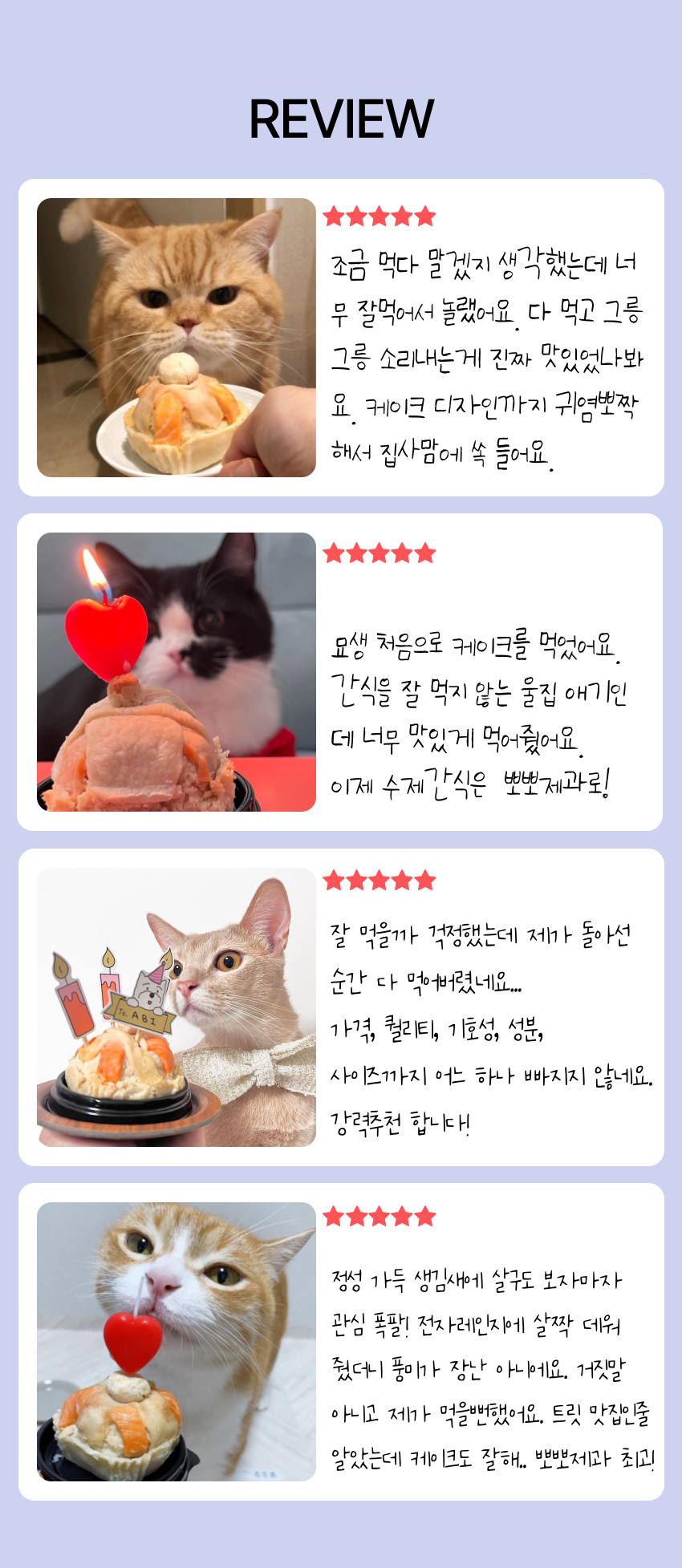 [무료배송] 뽀뽀제과 고양이케이크 + 하트초 7번째
