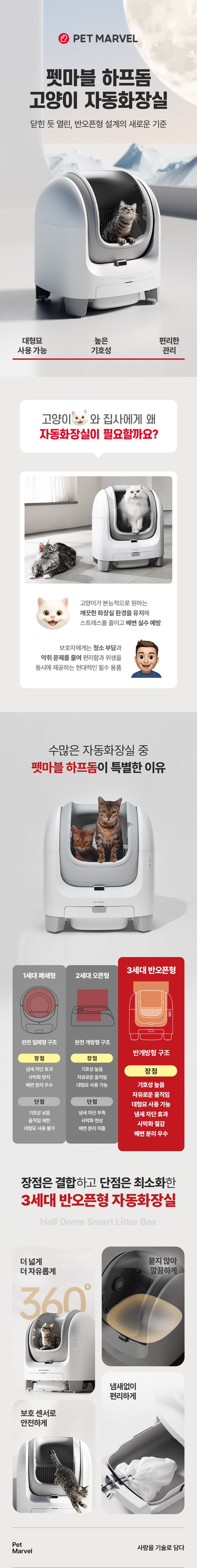 [무료배송] 펫마블 하프돔 고양이 자동화장실 C1 (어플연동) 2번째