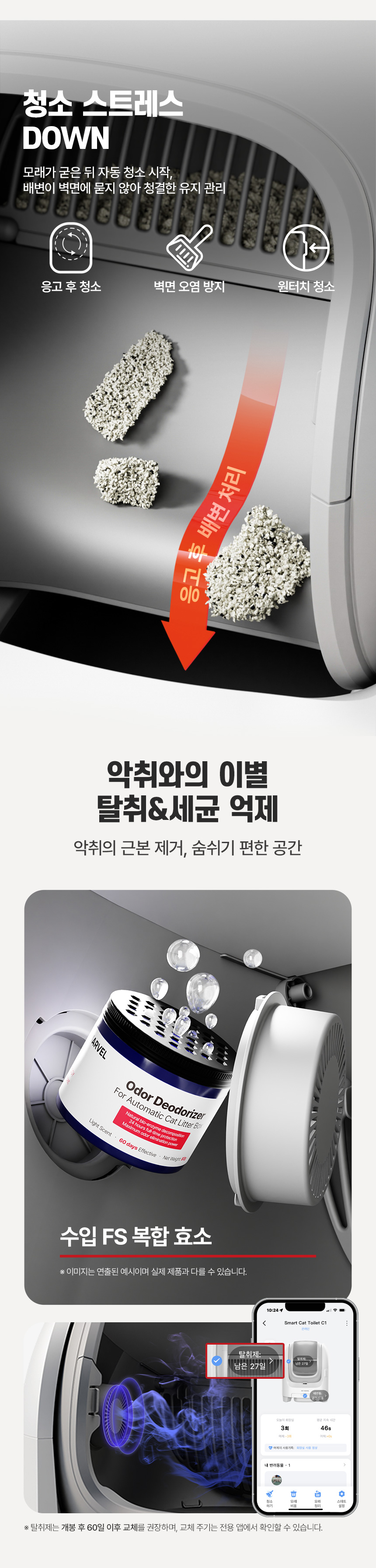 [무료배송] 펫마블 하프돔 고양이 자동화장실 C1 (어플연동) 7번째