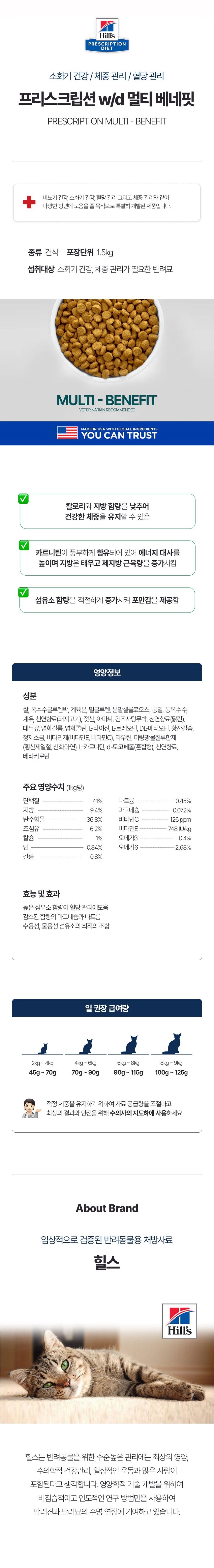 [무료배송] 힐스 캣 w/d 멀티베네핏 1.5kg 1번째