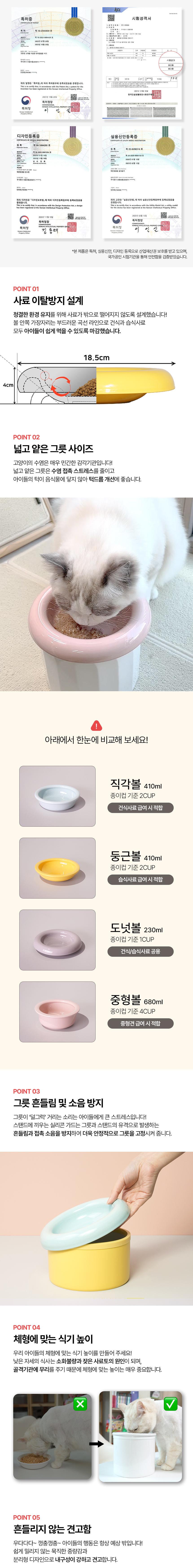 [무료배송] 보울보울 중소형견/고양이 밥그릇 헬로 도넛볼 세트 15cm(h) 2번째