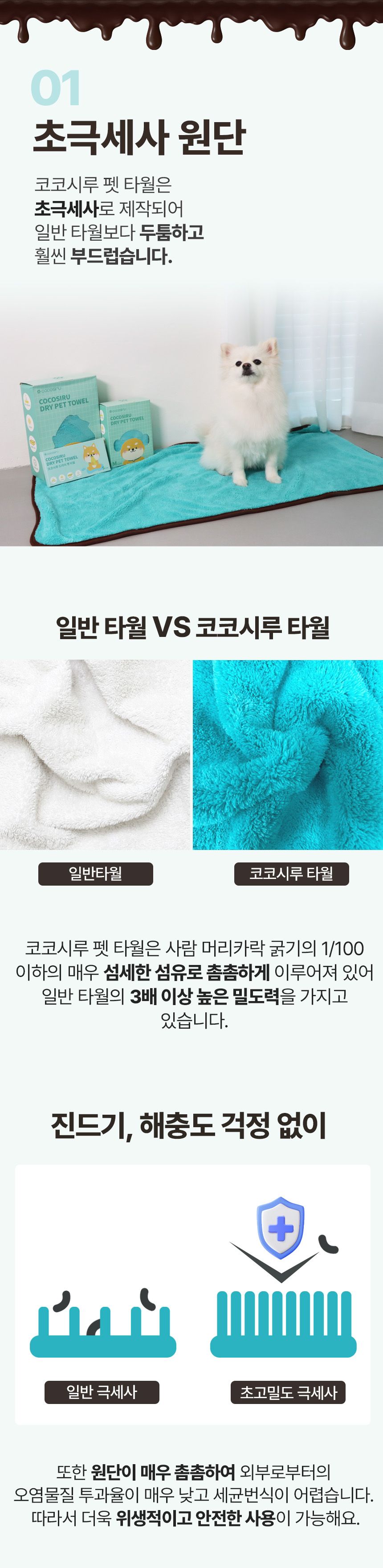 [무료배송] 코코시루 민트초코 펫 타월 (CTW) 8번째