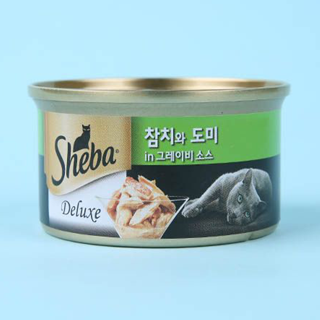 쉬바 캣 디럭스 참치흰살&도미 캔 85g 0번