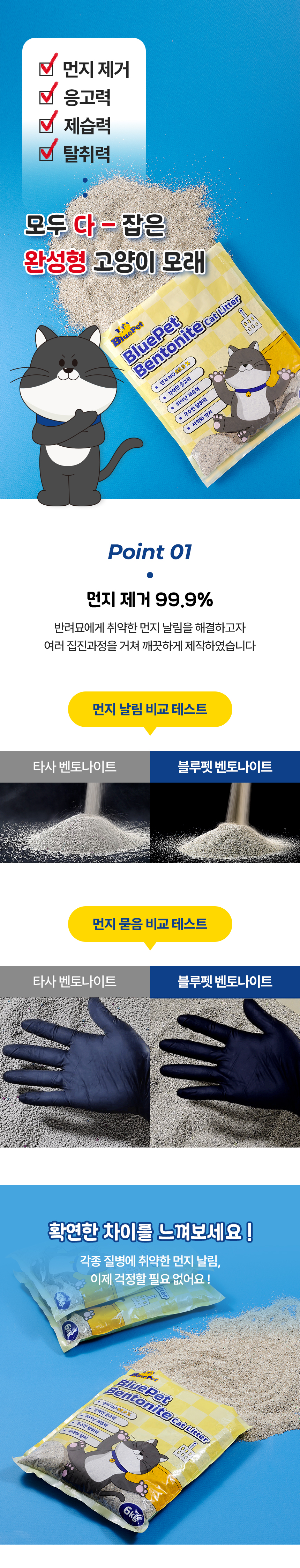 [3개] 블루펫 캣 먼지 없는 벤토나이트 모래 6kg 3번째