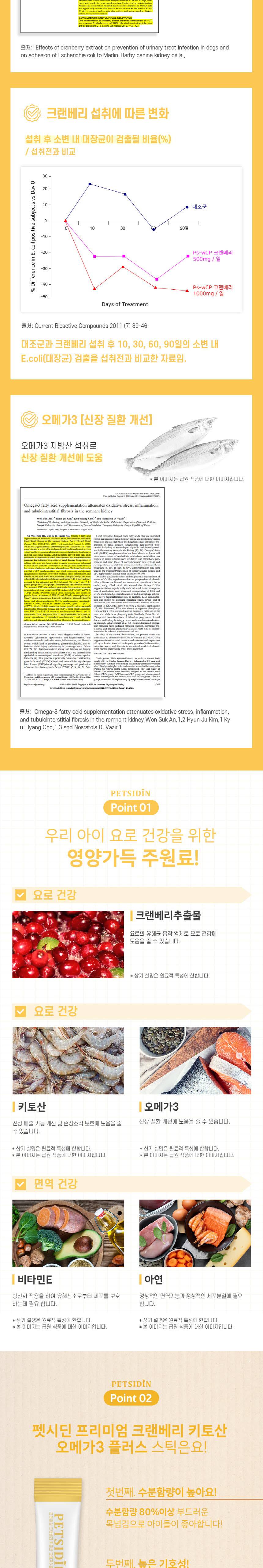 [무료배송] 펫시딘 캣 크랜베리 키토산 오메가3 신장건강 요로건강 배뇨활동원활 영양제 8g x 15EA 3번째