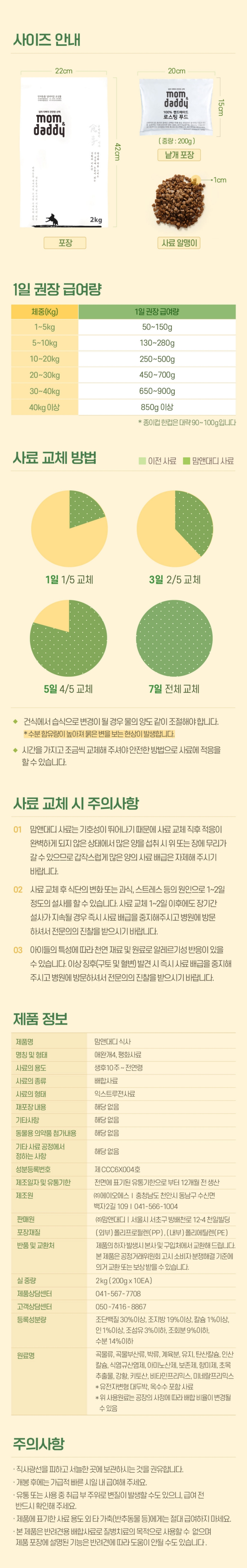 [무료배송] 맘앤대디 독 식사 2kg 6번째 상세 이미지