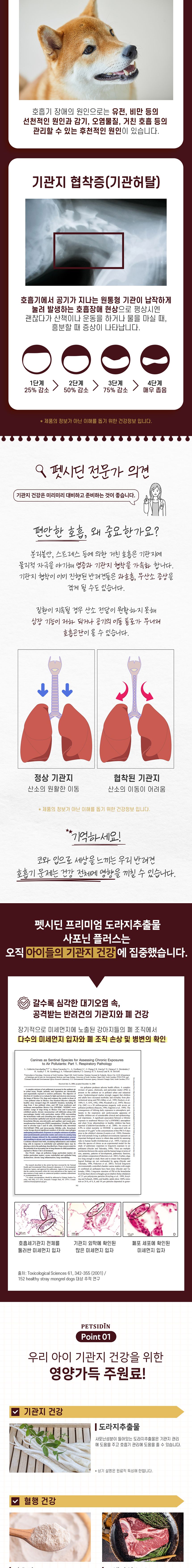 펫시딘 독 도라지추출물 사포닌 기관지 호흡기 영양제 60g 3번째
