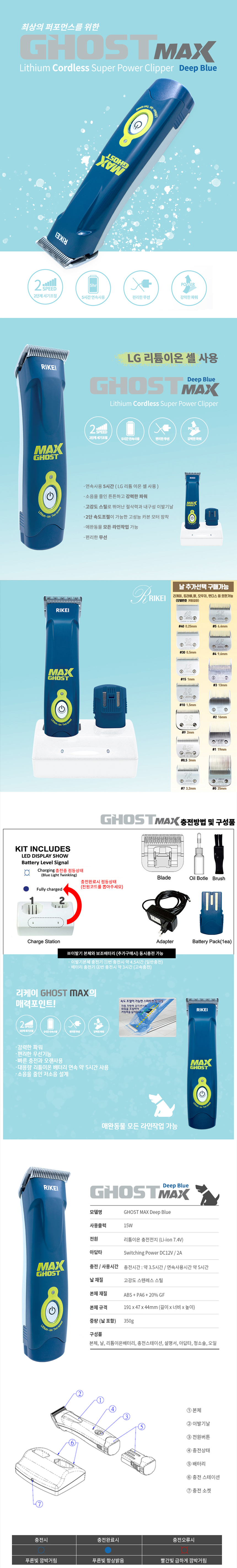 [무료배송] 리케이 고스트맥스 전문가용 클리퍼 화이트/딥블루 2번째