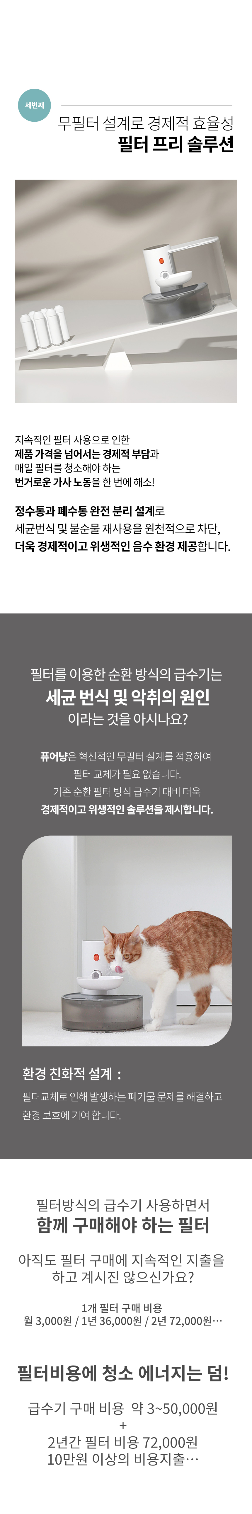 [NEW신상][무료배송] 보니렌 퓨어냥 필터제로 충전식 자동급수기 15번째