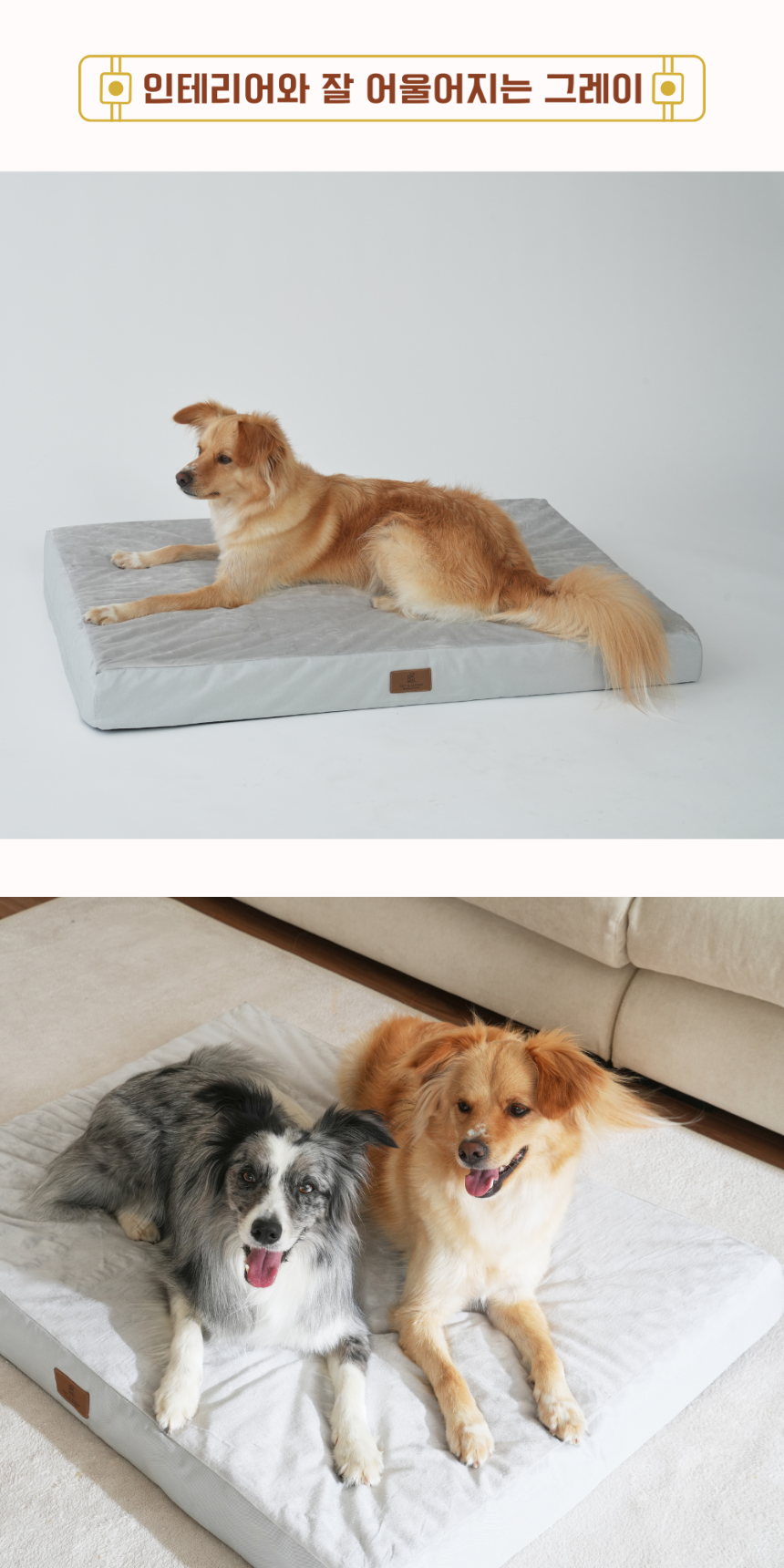 [NEW신상][무료배송] 펫앤마마 대형견 에어폼 사각방석 2종 (그레이/진그레이) L~2XL 12번째