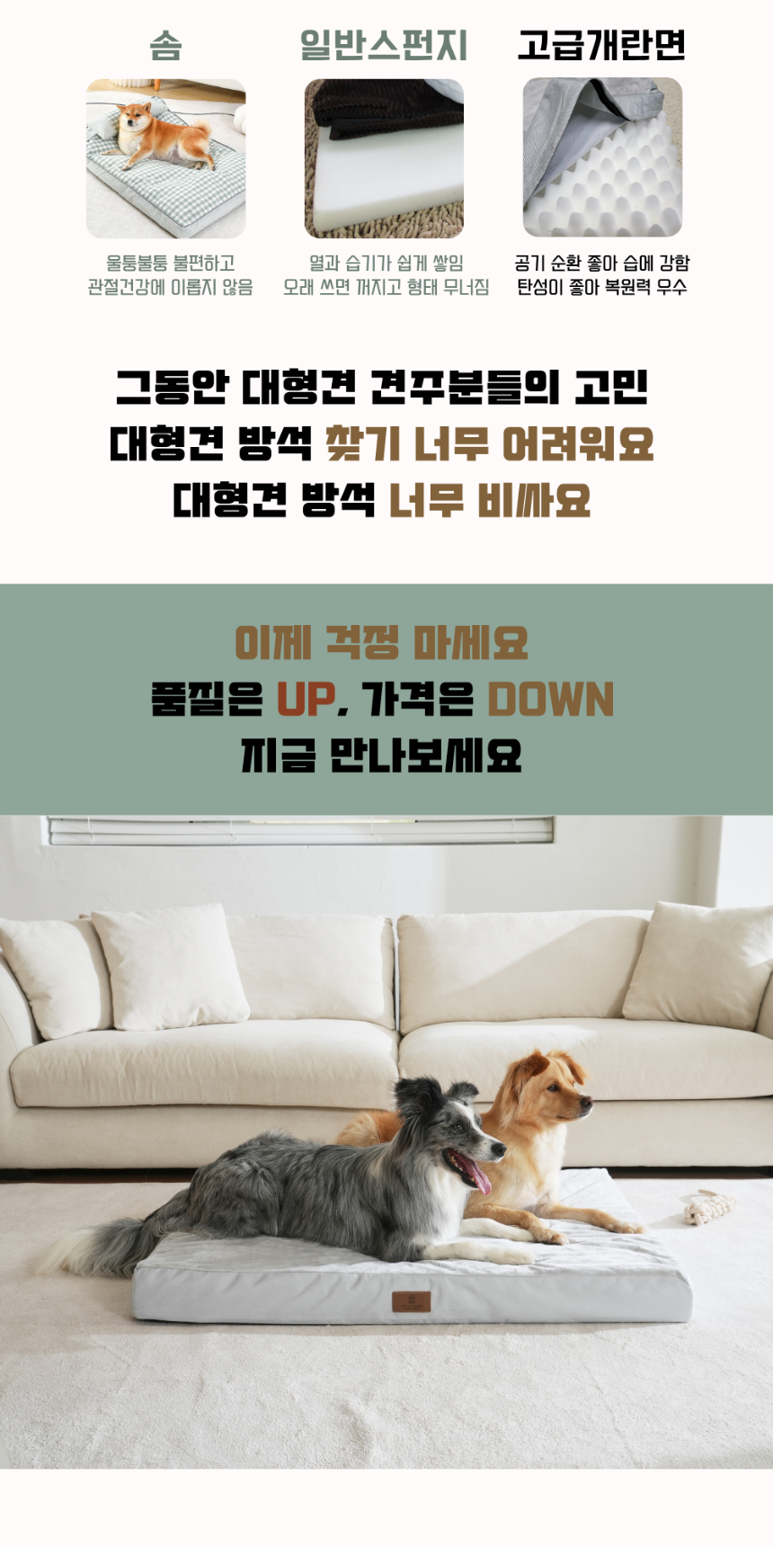 [NEW신상][무료배송] 펫앤마마 대형견 에어폼 사각방석 2종 (그레이/진그레이) L~2XL 11번째