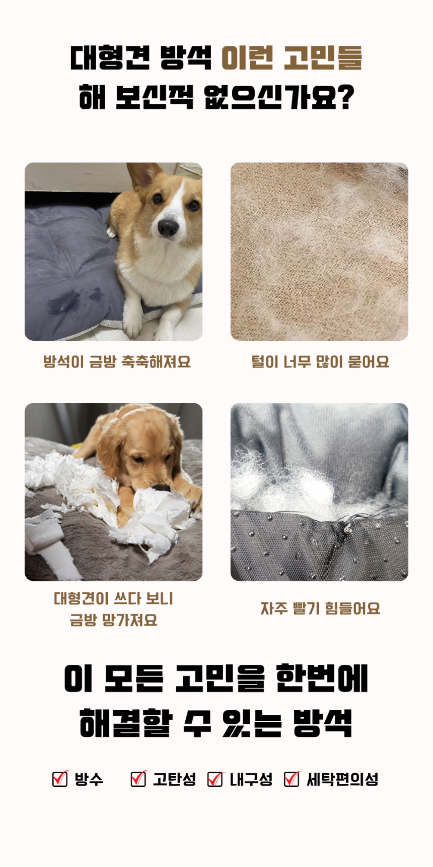 [NEW신상][무료배송] 펫앤마마 대형견 에어폼 사각방석 2종 (그레이/진그레이) L~2XL 4번째