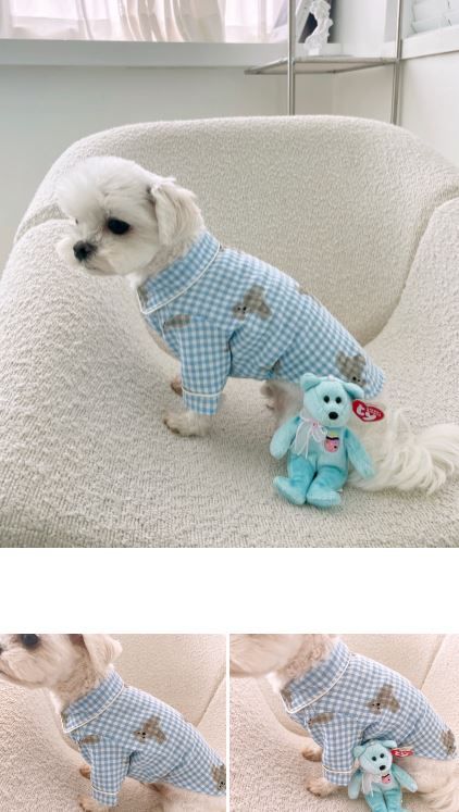 [무료배송] 찰리롤리 디키 곰 체크 파자마 커플룩 민트/블루 S-2XL 17번째