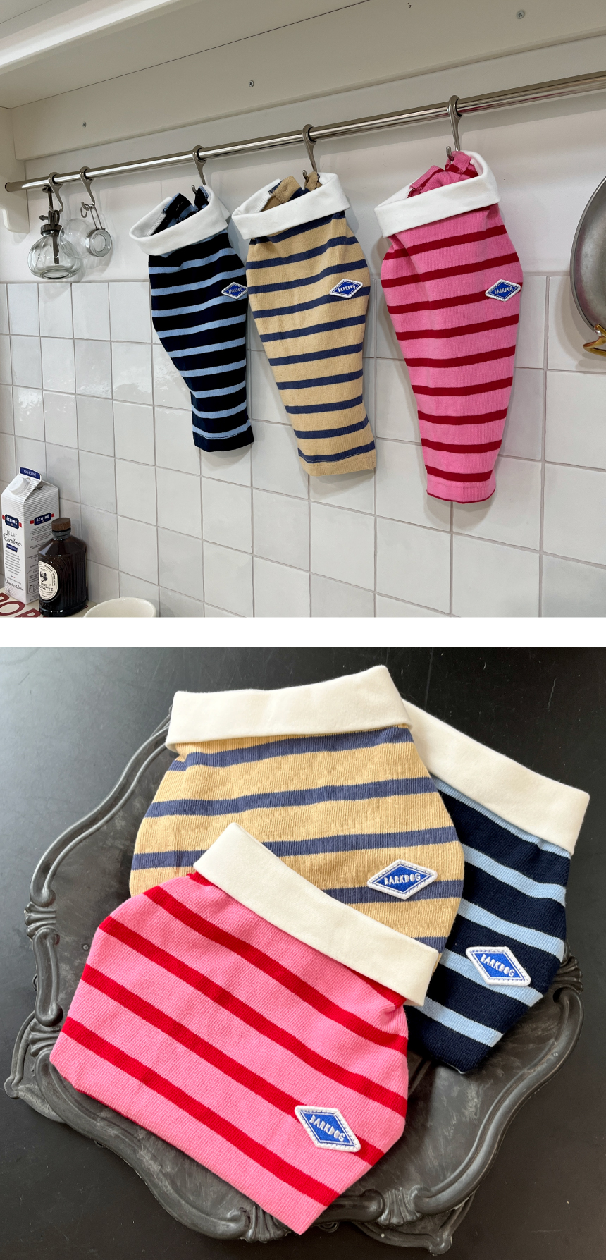 [무료배송] 바크독 빈티지 럭비 스트라이프 카라티 3color M-6XL 9번째