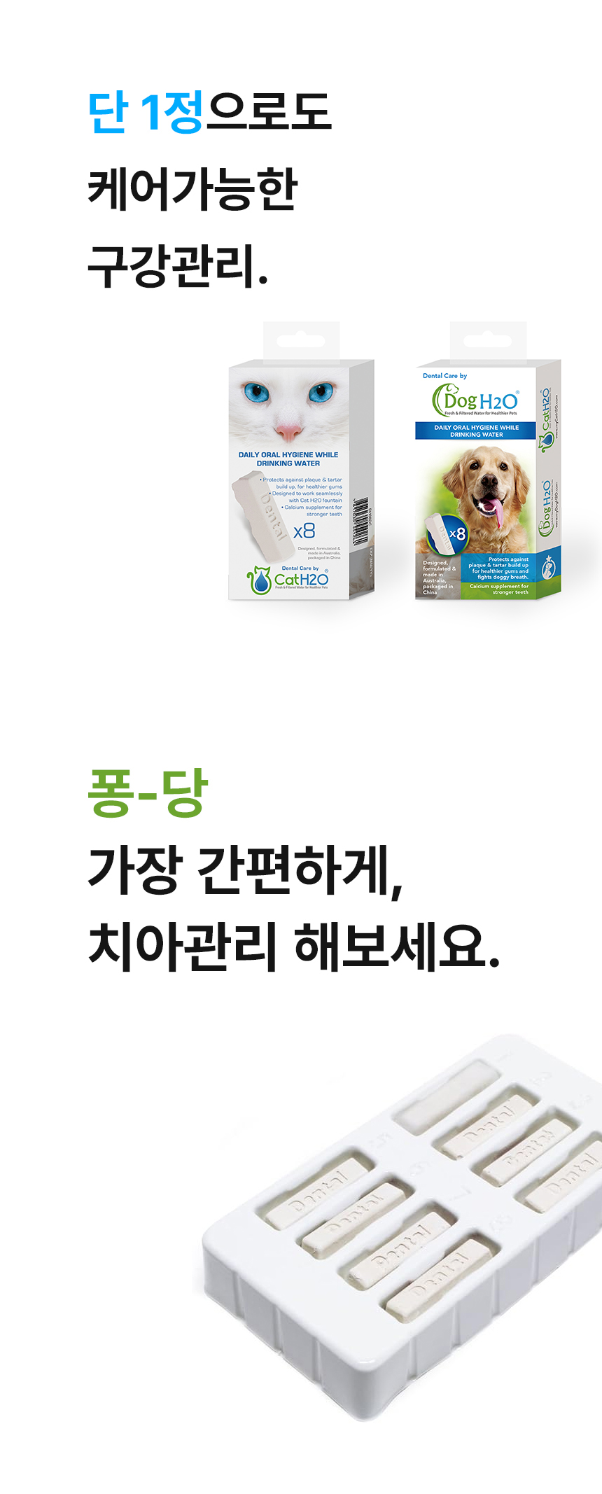 [무료배송] DogH2o 강아지 고양이 입냄새 치석제거 칫솔 구강케어 덴탈스틱 8매입 4번째