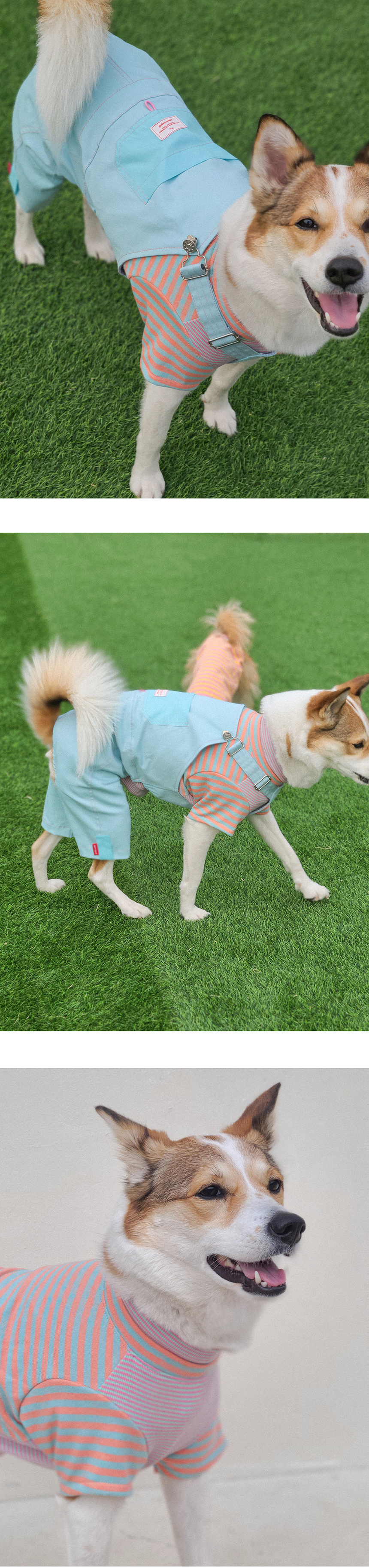 [무료배송] 꾸무꾸지 레이어드 스트라이프 탑 블루 XS-7XL 3번째
