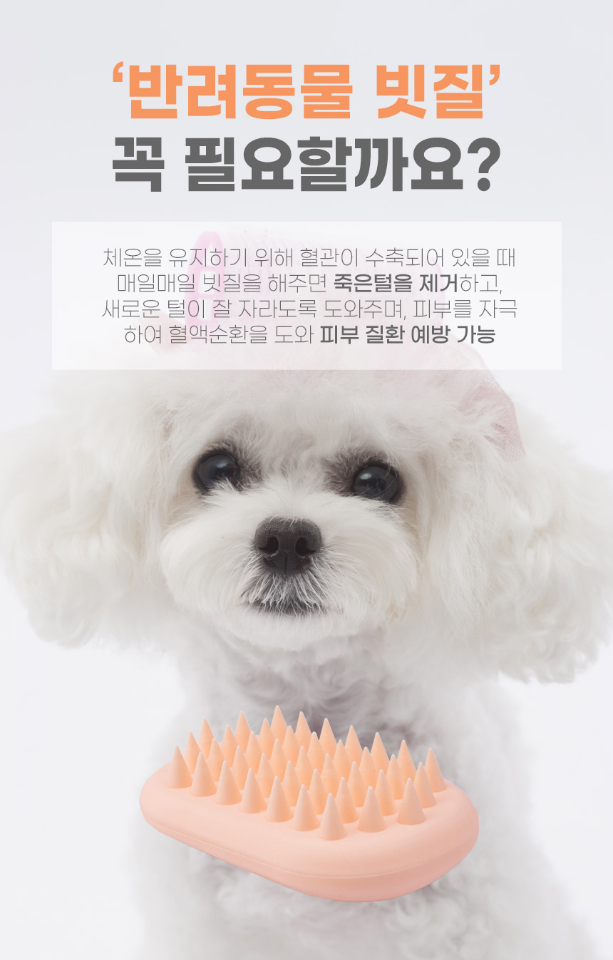 [무료배송] 코코시루 펫 마우스 브러쉬 화이트/핑크 3번째