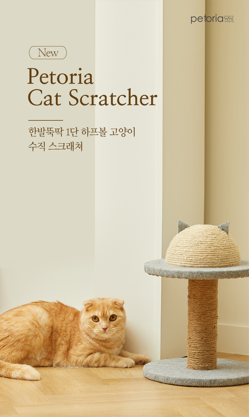 [무료배송] 펫토리아 한발뚝딱 1단 하프볼 수직 스크래쳐 2번째