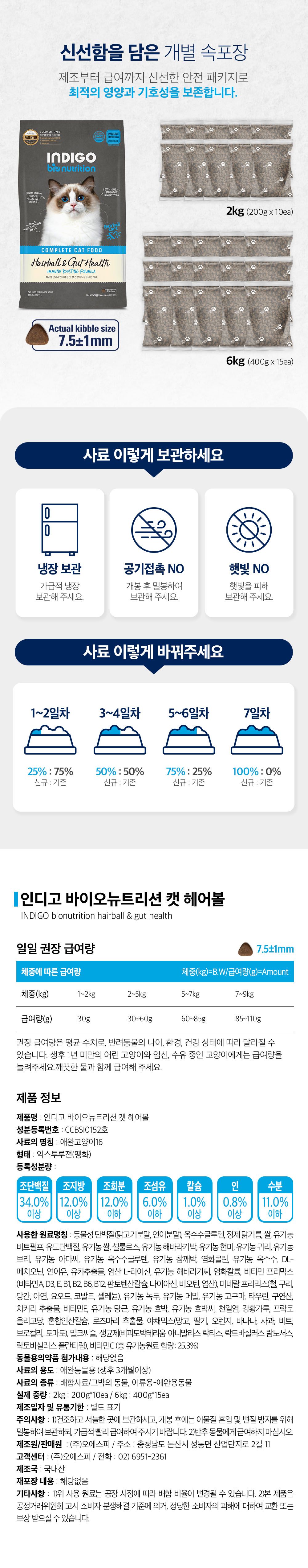 인디고 캣 면역&헤어볼 2kg 7번째