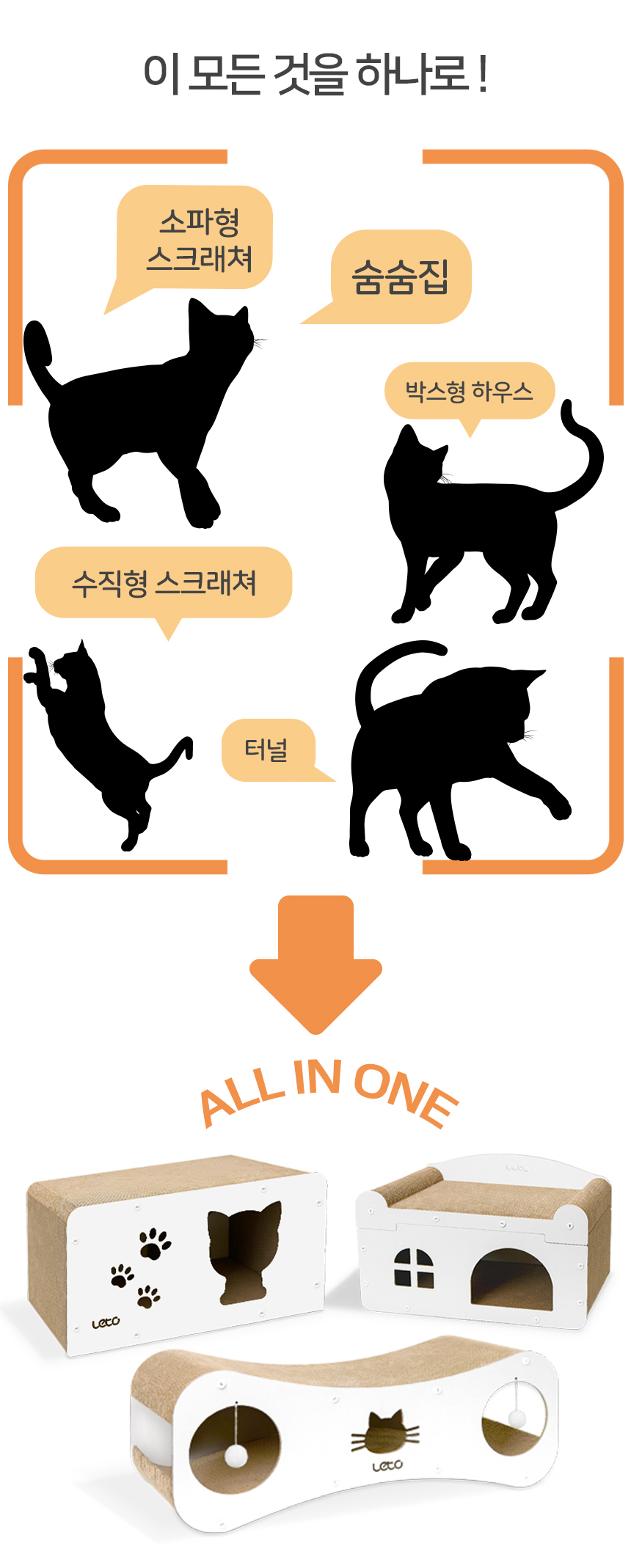 레토 고양이 스크래쳐 2단 숨숨집 하우스 분리형 8번째