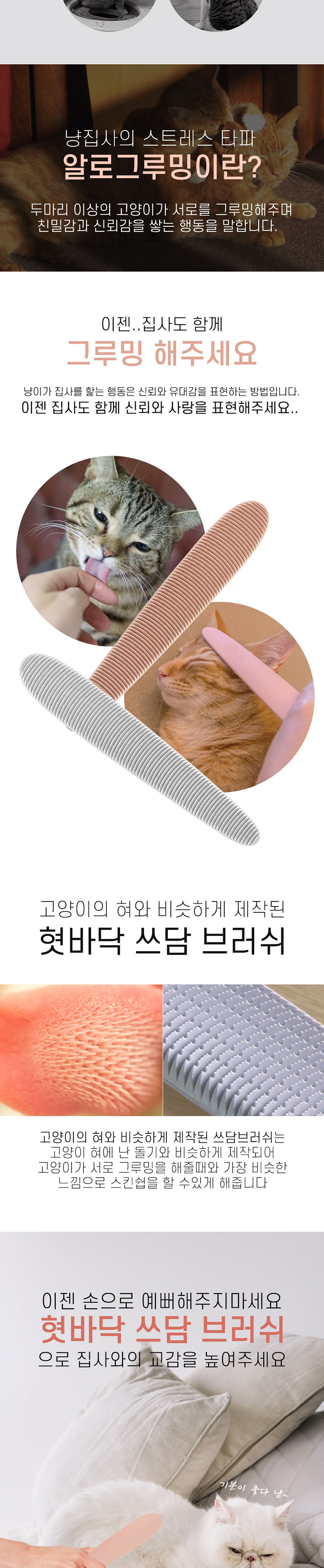 [무료배송] 딩동펫 반려동물 고양이 혓바닥 쓰담브러쉬 그레이/핑크 2번째