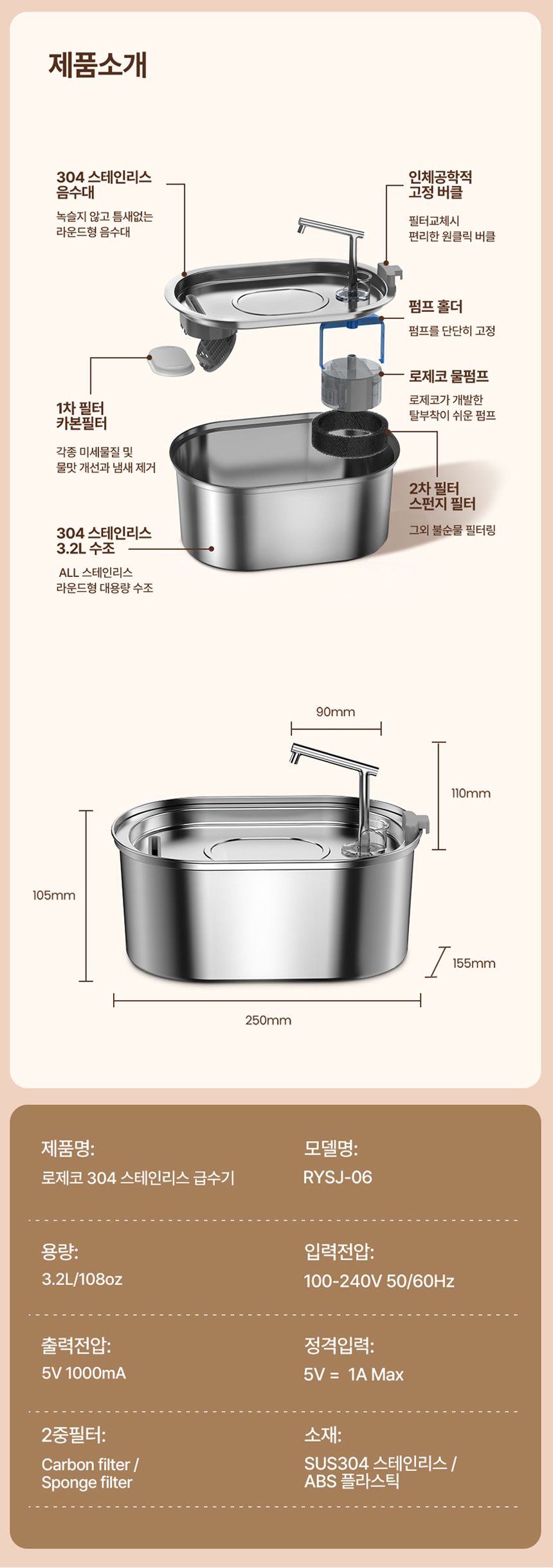 [무료배송] 로제코 자동 급수기 3.2L 19번째