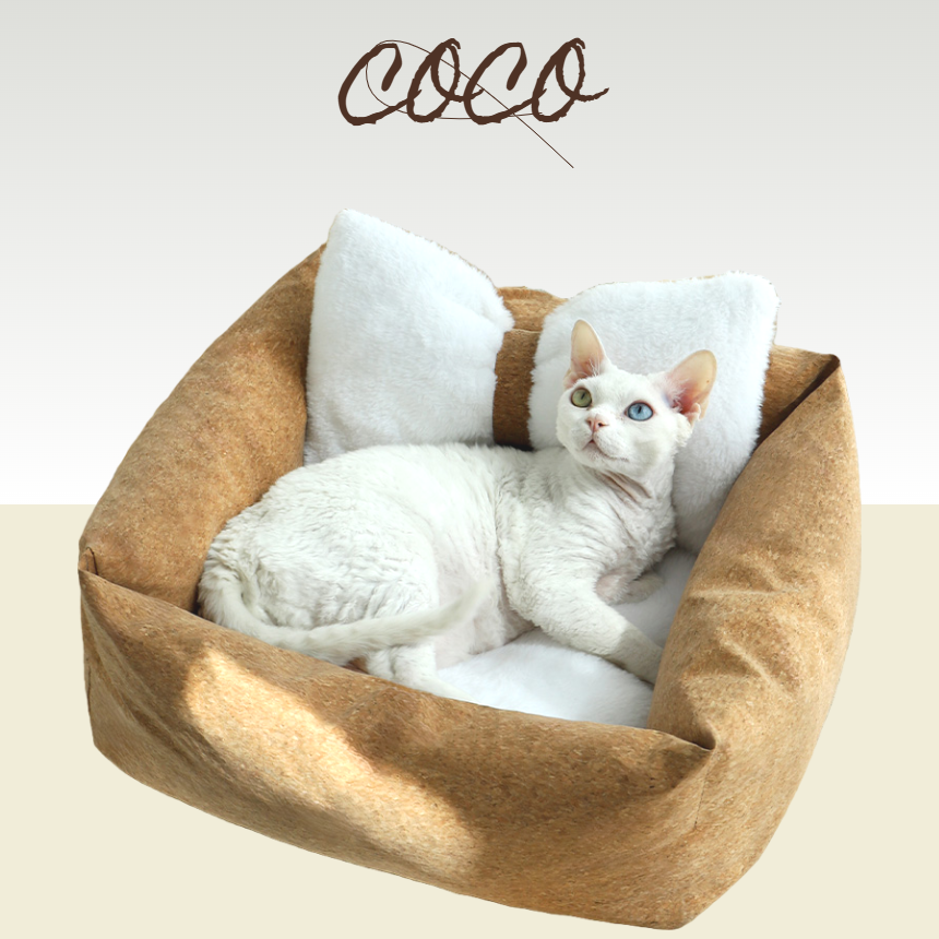 [신상특가] [무료배송] 프레이즈펫 코코 리본 쿠션 코르크 양면 방석 침대 3번째