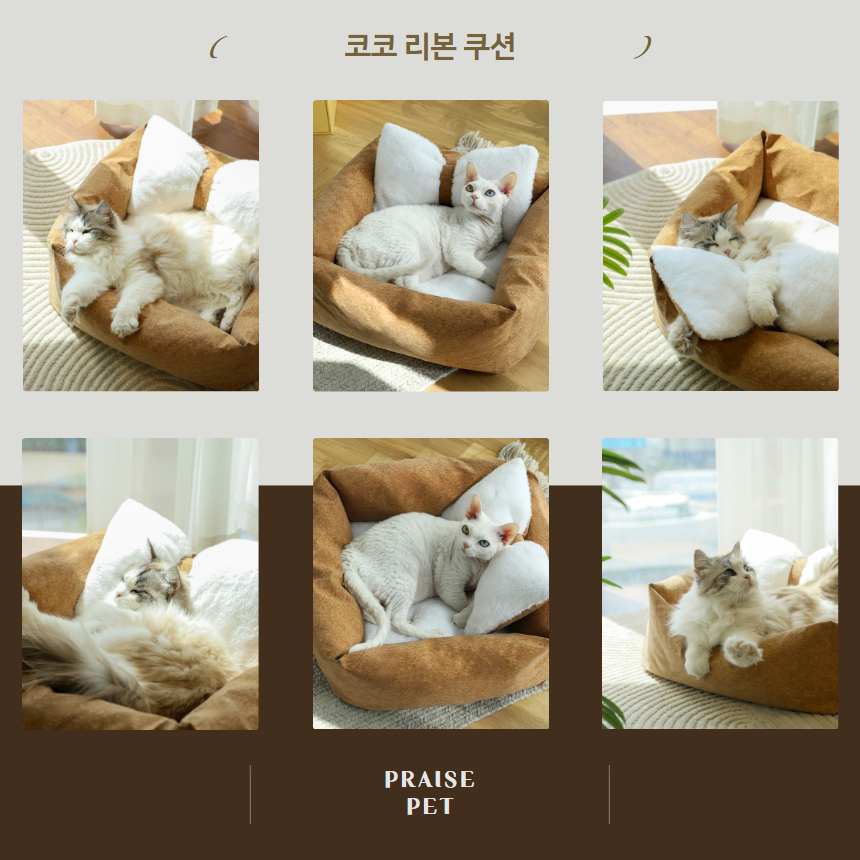 [NEW신상][무료배송] 프레이즈펫 코코 리본 쿠션 코르크 양면 방석 침대 15번째