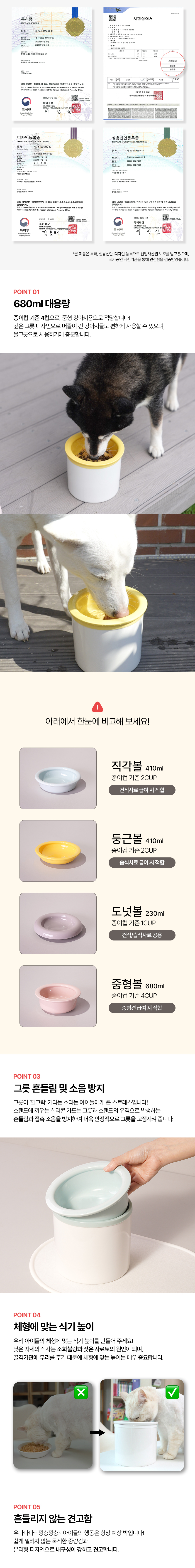 [무료배송] 보울보울 중형견 밥그릇 헬로 중형볼 세트 15cm(h) 2번째