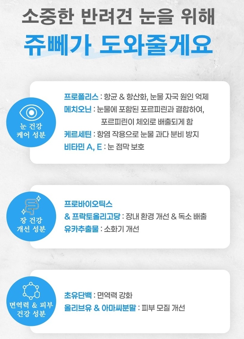 [NEW신상][무료배송] 쥬뻬 아이좋아 눈물 영양제 100g 6번째