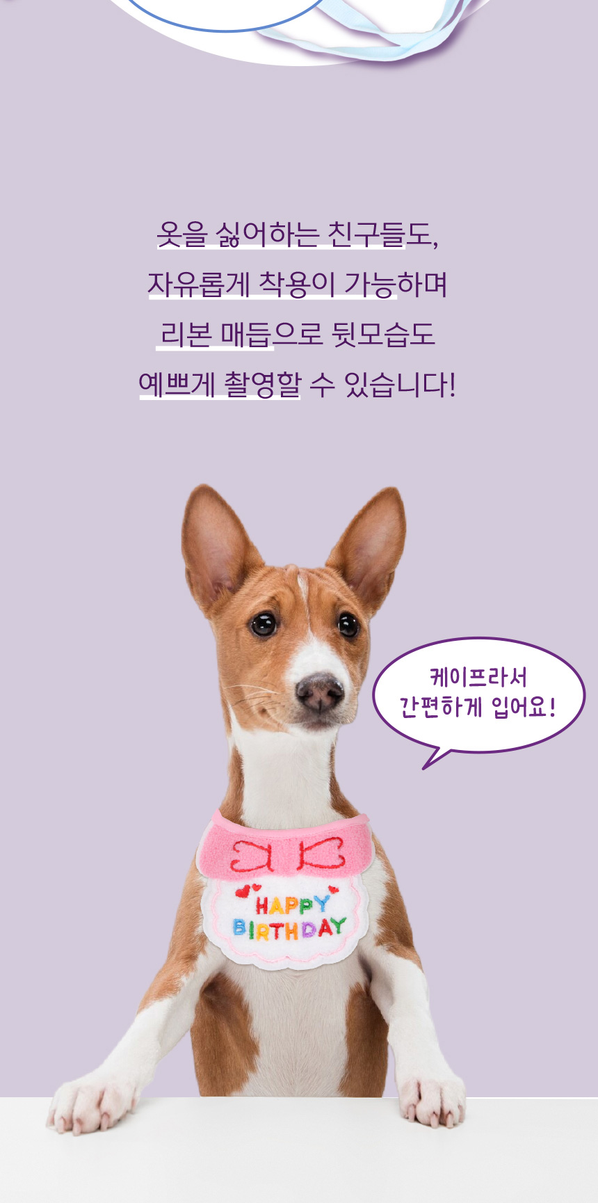 [무료배송] 애구애구 강아지 턱받이 스카프 생일케이프 파티꼬깔모자 세트 6번째