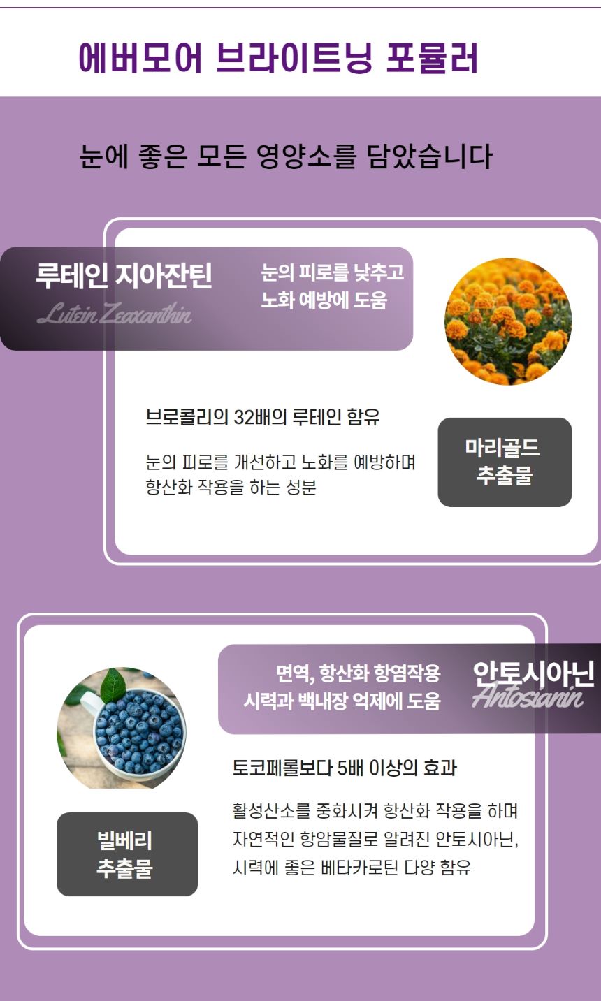 [무료배송] 에버모어 브라이트닝/릴리프/스트렝스 포뮬러 영양제 3종 총 450g 2번째