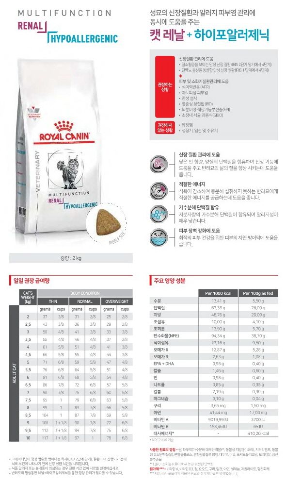[무료배송] 로얄캐닌 캣 레날 하이포알러제닉 2kg 1번째