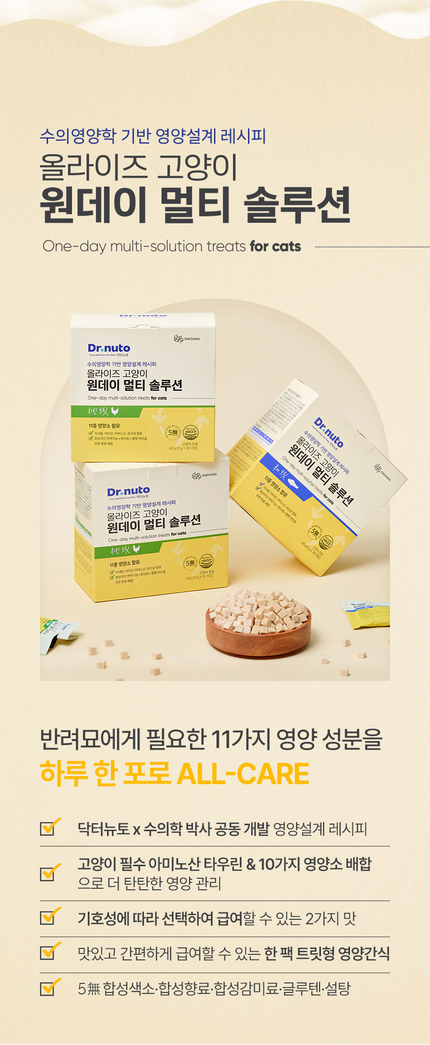 [NEW신상][무료배송] 닥터뉴토 캣 올라이즈 원데이 멀티 솔루션 트릿 치킨 60g 5번째