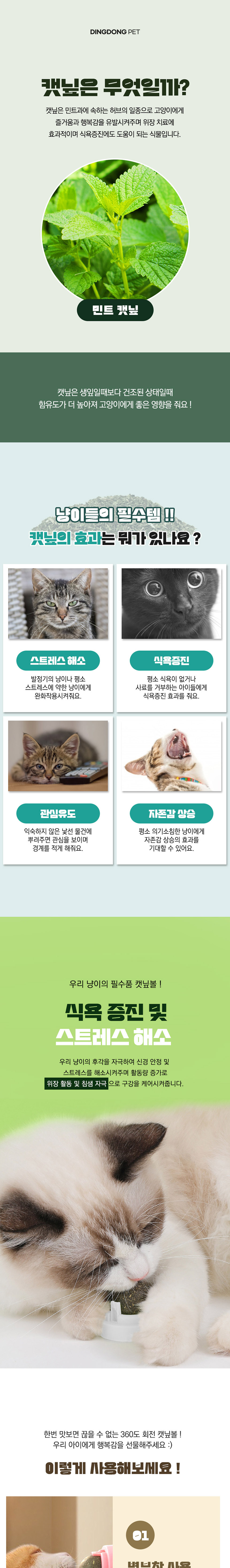 [NEW신상][무료배송] 딩동펫 360도 회전 캣닢볼 4p 세트 2번째