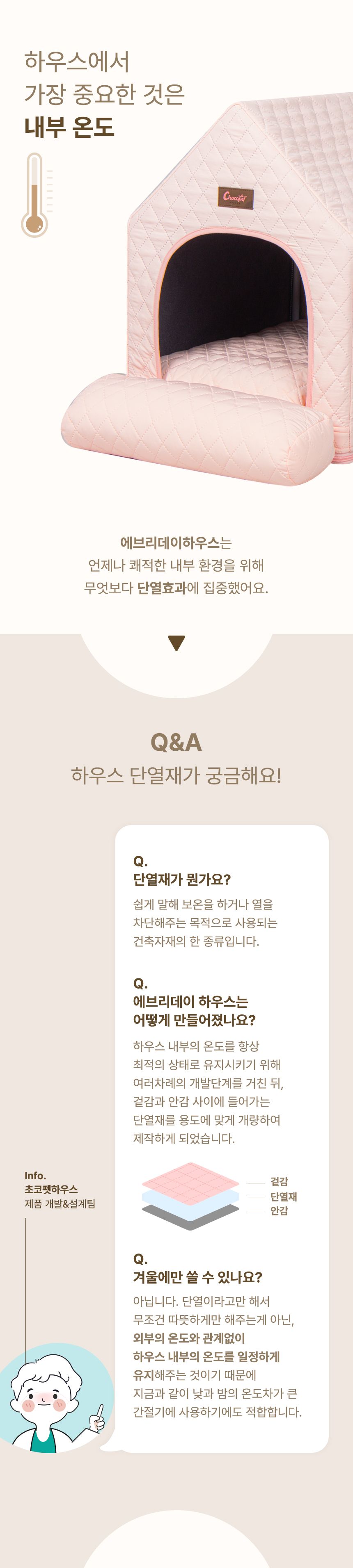 [무료배송] 초코펫하우스 에브리데이 하우스 3.0 아이보리/그레이/핑크 5번째