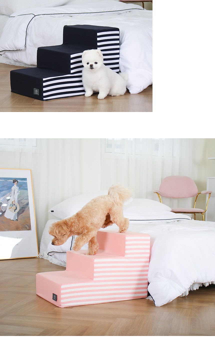 [무료배송] 초코펫하우스 어닝 스트라이프 스텝 2단/3단 핑크/네이비/그레이 11번째