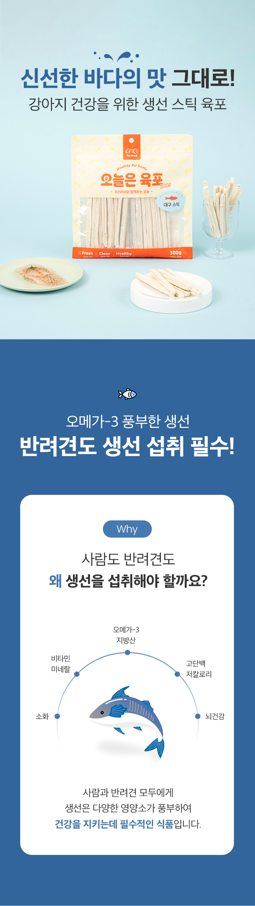 [체험단] [무료배송] 예스몽 독 오늘은 육포 대구 스틱 300g 2번째