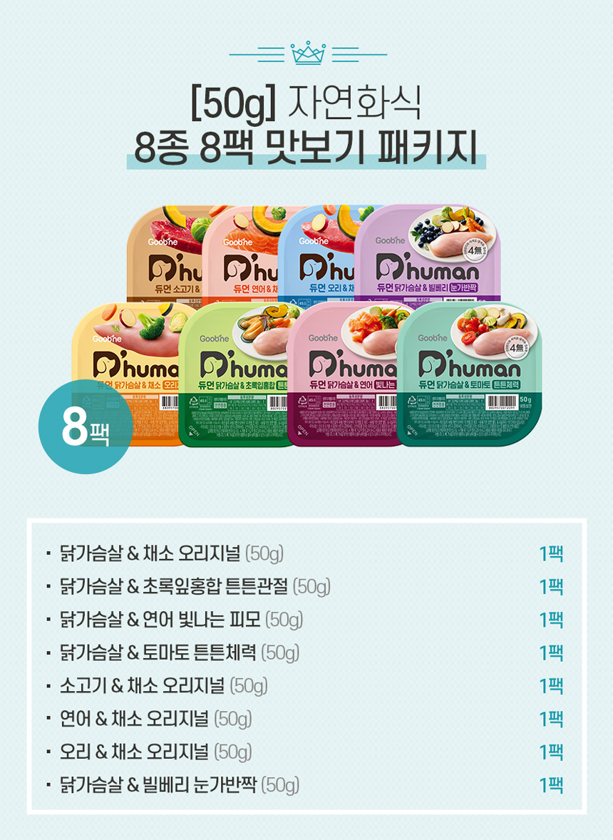 [무료배송][8개] 듀먼 독 자연화식 8종 맛보기패키지 50g 2번째