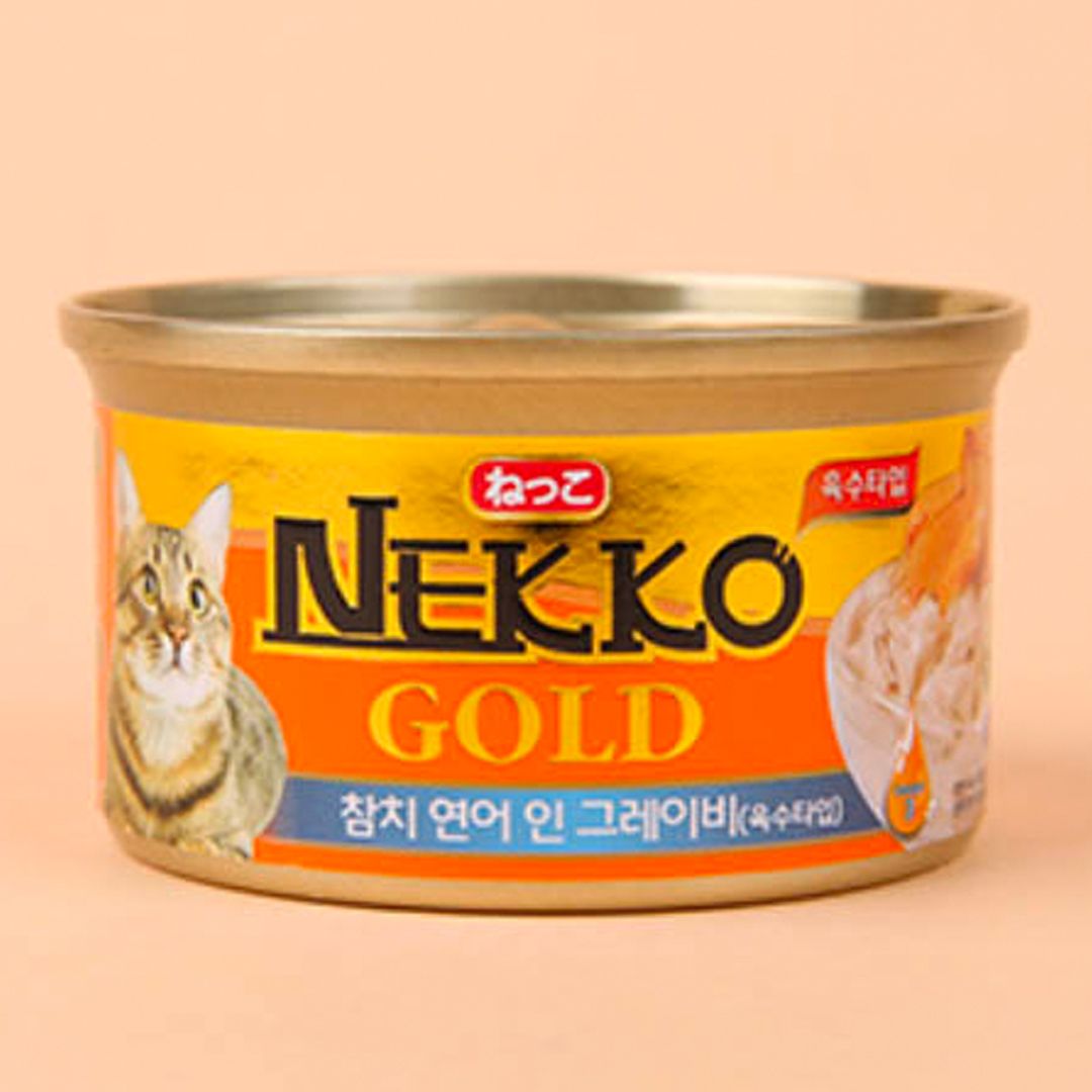 NEKKO 캣 골드 참치&연어 인 그레이비 캔 85g 0번