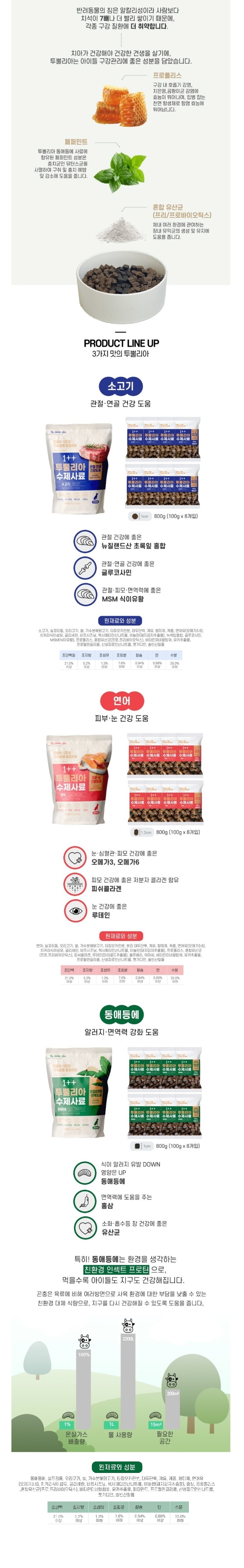 [무료배송] 우리주 가수분해 투뿔리아 수제사료 소고기/연어/동애등애 100g 2번째