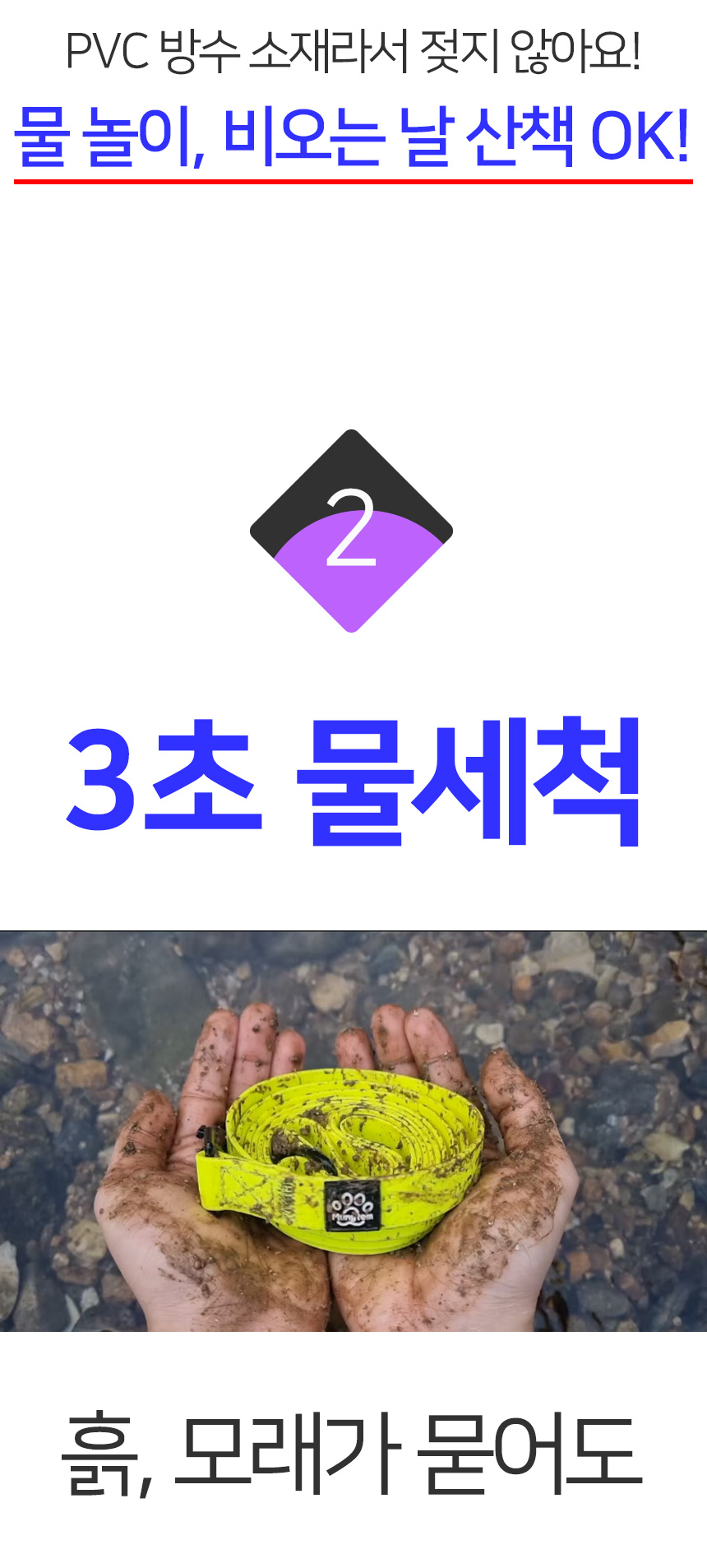 [무료배송] 멍템 방수 목줄 네온옐로/네온오렌지/방수그린/방수블루/방수블랙 XS-L 7번째
