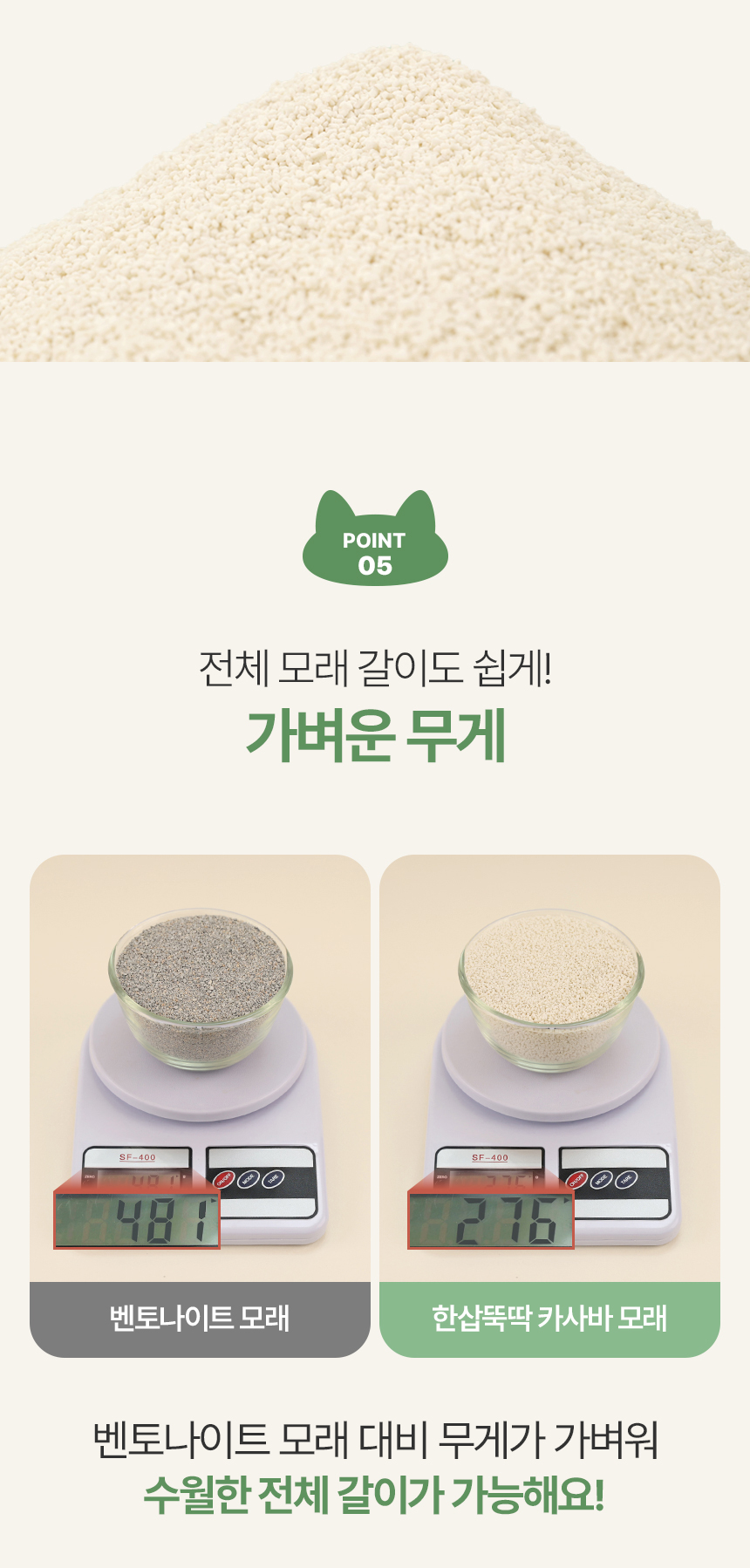 [NEW신상][무료배송] 한삽뚝딱 카사바 고양이 모래 무향 3.2kg 33번째