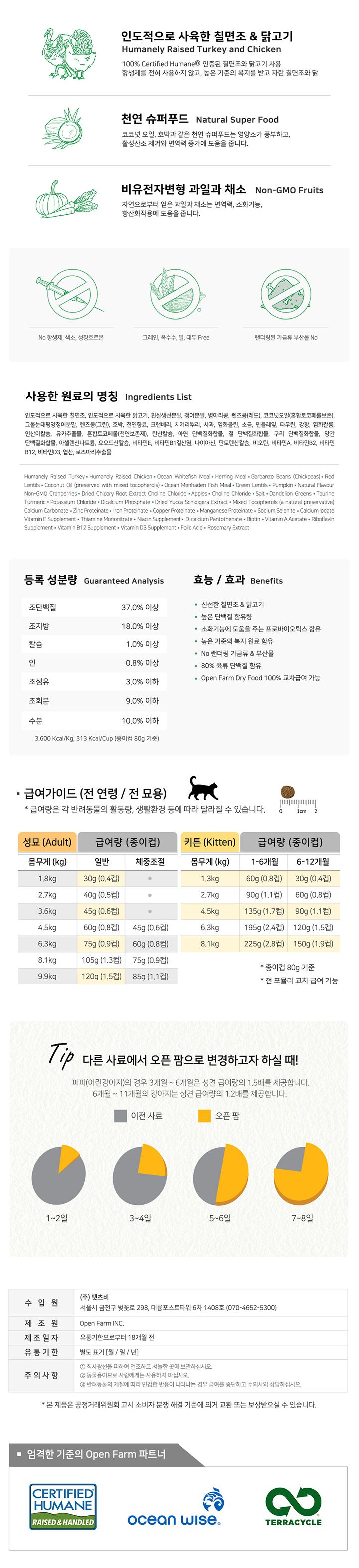 [유통기한임박, 23년1월8일][사료샘플] 오픈팜 캣 칠면조&닭고기 40g 2번째