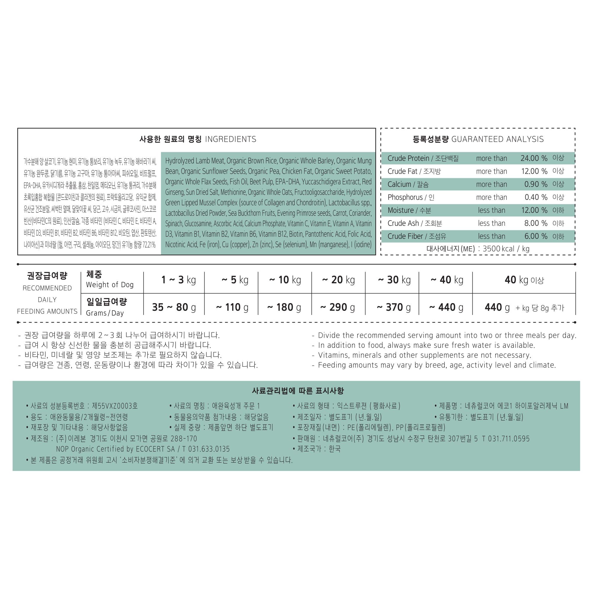 네츄럴코어 독 에코1 하이포알러제닉 라지브리드 10kg 2번째